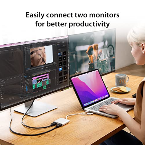 j5create Dual HDMI USB-C Adapter with USB Type-A Converter | 4K + 2K | Windows and Mac Compatible