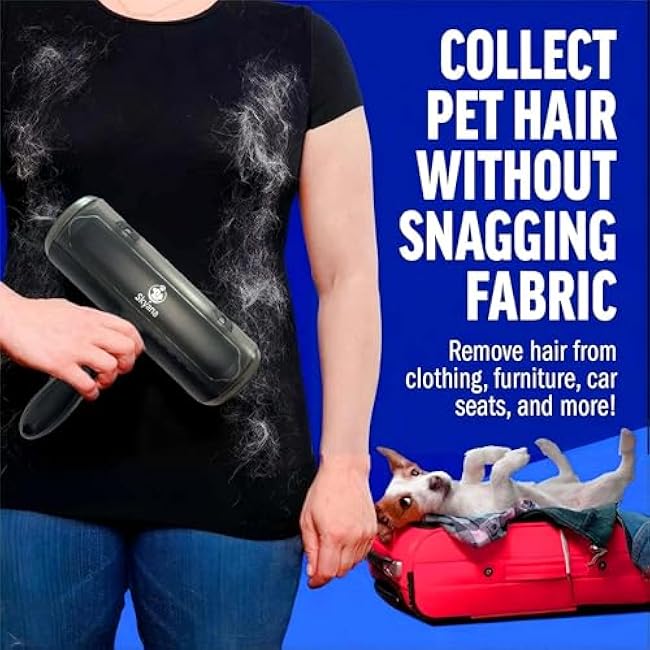 Skyana Pet Hair Roller Brush, Reusable Fur Removal Tool,Self-Cleaning Lint Roller for Dogs and Cats.Hair Removal for Fourniture,Couch,Carpet,Clothing,and Bedding (Black)-abRzsub7