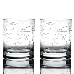 Greenline Goods Whiskey Glasses – 10 oz Tumbler Gift Set – Science of Whisky Glasses (Set of 2) Etched with Whiskey Chemistry Molecules | Old Fashioned Rocks Glass