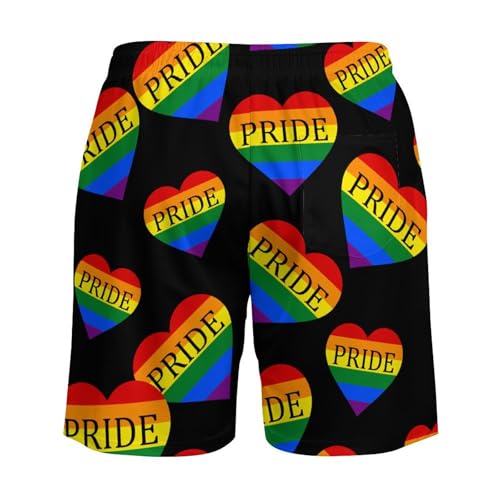 Gay Pride LGBT Love Heart Men's Swim Trunk Quick-Dry Shorts with Mesh Lining And Pockets4