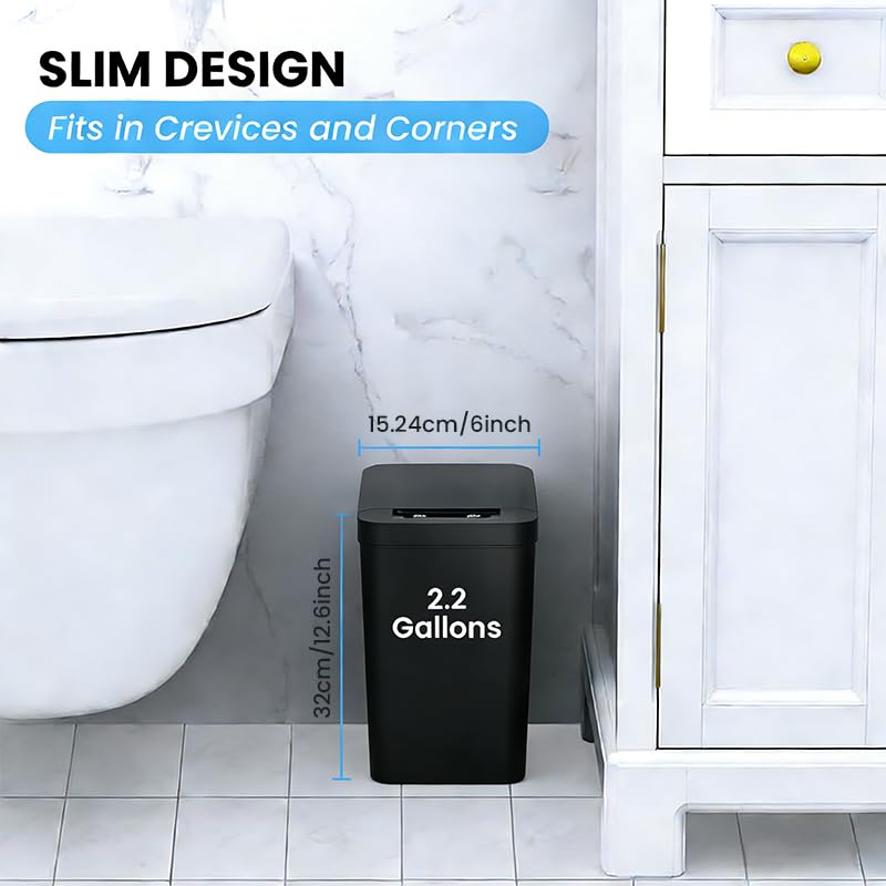 Image of Supvox 12L Smart Sensor Dustbin for Home Auto-Open & Close Waste Bin with Manual Control Button Motion Automatic Sensor Trash Can Waste Anti-Odor Trash Bin for Home Office Toilet 23.5x15.8x32cm