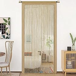 Cortinas Decorativas Para Puertas HSYLYM Cortina de Puerta, Ventana Decoraciones, Separadores de Habitaciones,Paredes,armarios,diseño de una Pieza W90xL245cm Deep Ecru