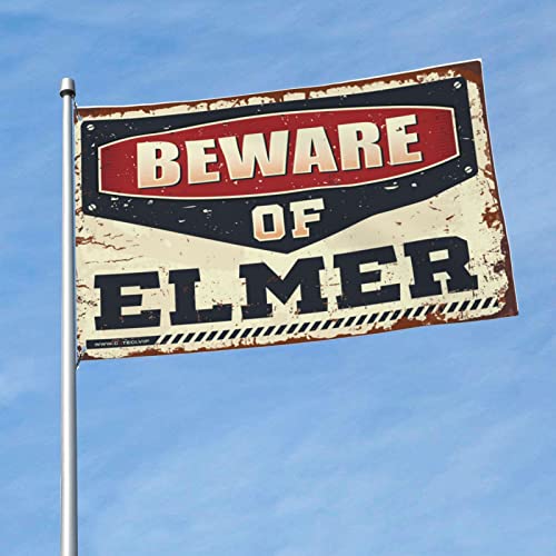 Bandera retro Beware of Elmer de 152x244 cm para decoración de dormitorio universitario en invierno