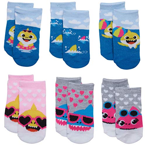 Nickelodeon Boys & Girls Baby Shark Low Cut Socks (6 Pack), Girl Assorted, Size Age 12-24M