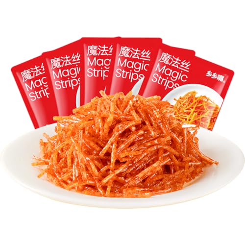 MKSDDF - Snacks chinos Tiras picantes LatioLatioa Tiras picantes Asiáticas Snacks 20g * 10 Paquetes de Fideos picantes Chinos Tiras picantes Fideos picantes Deliciosos Instantáneos Clásicos Picantes