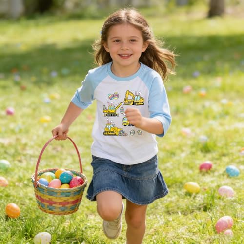 Image of Boys Easter Shirt Toddler Easter Egg Hunt Chick Graphic Tees Raglan Easter Clothes Outfit for Children 2-7 Years