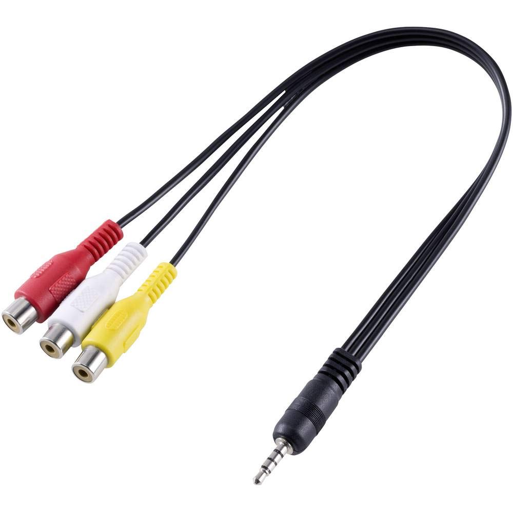 Speaka Professional SP-8433716 - Adaptador de audio y vídeo (1 conector jack de 3,5 mm a 3 conectores RCA), color negro