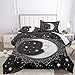XIICOO 'Divination Planets' astrologia zestaw pościeli fazy księżyca słońce zodiak tajemniczy astrologiczny zestaw kołdry | 1 kołdra + 2 poszewki na poduszki (3 szt.) lub prześcieradło z gumką (4 szt.) (C, podwójne - 4 szt.)