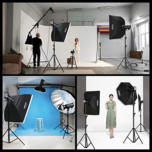 Godox 2X SK300II Studio Flash Strobe Kit:2.4G 600Ws Speedlite Flash Monolight with Bowens Mount for Studio Shooting,Location & Portrait Photography with Light Stand,Softbox,Barndoor and Umbrellas
