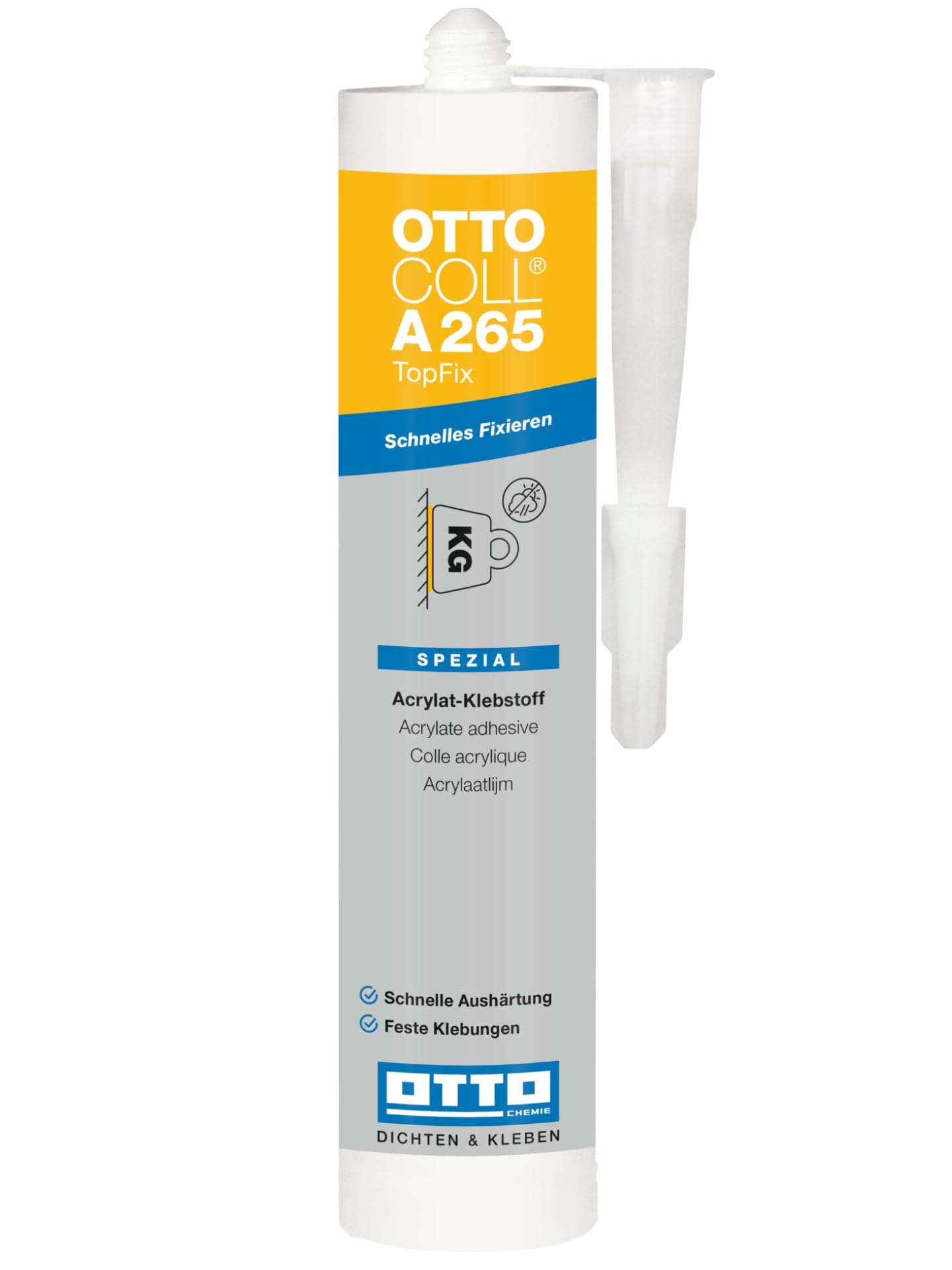OTTO COLL A265 TopFix 20 x 310 ml Blanco Perla Adhesivo de fijación Pegamento de montaje Pegamento para madera, plástico, metal y poliestireno