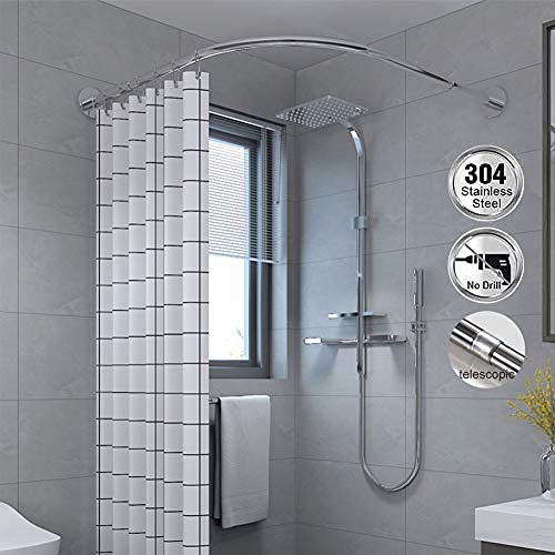 L-Sd - Barra de ducha sin taladrar de acero inoxidable para bañeras, diseño de teles, ajustable, 70-95 x 90-130 cm, ideal para vestuarios.