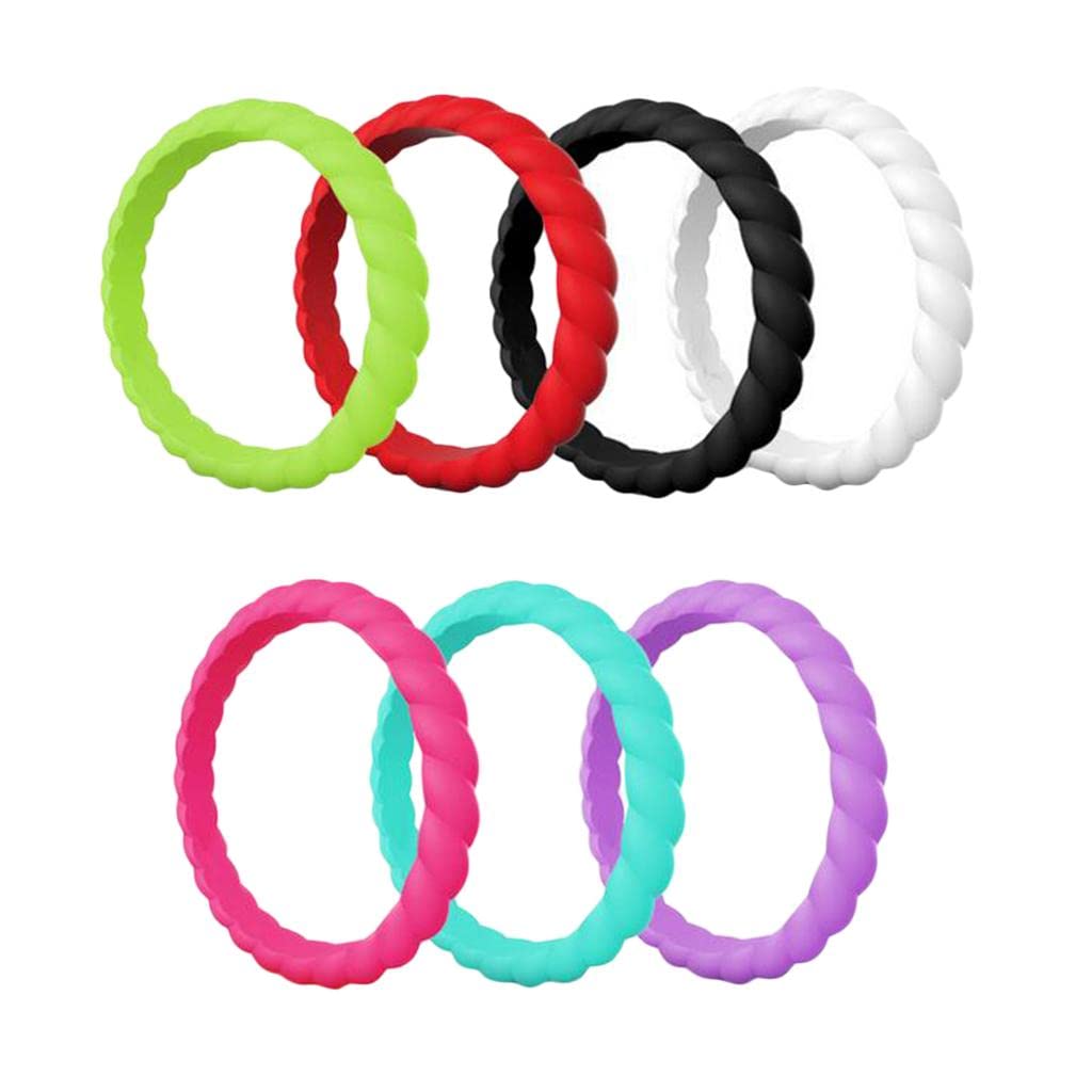 7pcs 3mm Flexible Rubber Silicone Twist Wedding Finger Ring Band