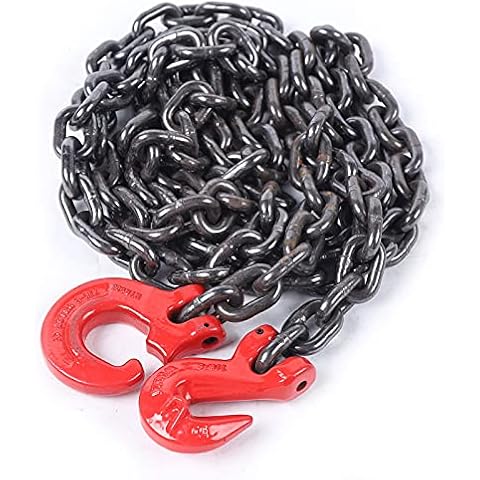 Kettengehänge Anschlagkette 1 Strang - Krangehänge aus 8mm Legierter Stahl Krankette Hohe Festigkeit Forstkette Schleifkette (3m) Cover