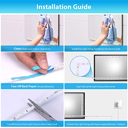 Led Vanity Mirror Lights, DIY 13ft 240 LEDs Makeup Vanity Light, Plug in Dim-able Vanity String Lights with Cord, Mirror not Included