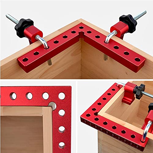 90 Degree Positioning Squares, Aluminum Alloy Right Angle Clamp For Woodworking L Type Corner Clamp Position Tool With 4 Clamps For Box Door Picture Frames 140mm