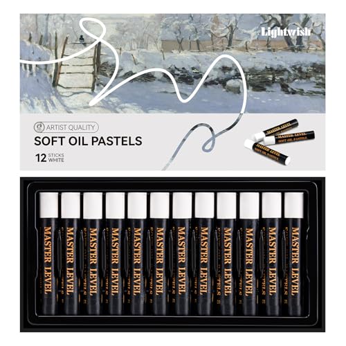 LIGHTWISH ホワイトオイルパステル - 12個パック 非常に滑らかにブレンドできるクレヨン プロのアーティストや初心者向け キャンバス、黒板&DIYクラフトに最適 色あせない 高カバレッジアート用品