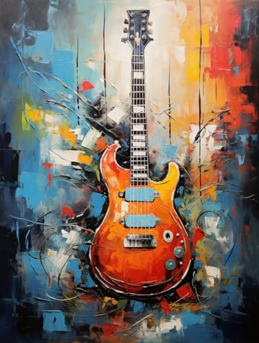 Image of DIY Stamped Cross Stitch Kits for Beginners Easy Textured Colorful Guitar 11CT Needlepoint Embroidery Counted Cross Stitch Kits Art Craft Wall Decoration and Gift 30x40cm(4)