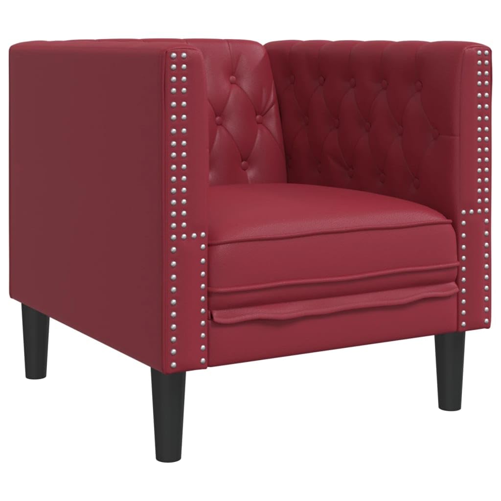 Chesterfield - Poltrona imbottita in similpelle, 71 x 74,5 x 70,5 cm, resistente, per soggiorno, ideale per rilassarsi