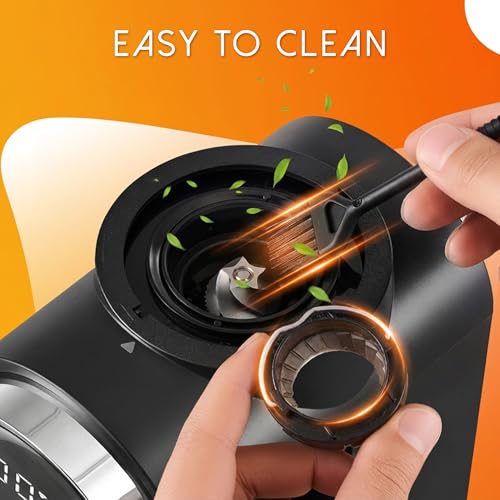 Image of Ollygrin Conical Burr Coffee Grinder Electric, Touch Panel Burr Coffee Grinder with 30 Precise Settings, Compact Coffee Bean Grinder for Espresso to French Press, 2-12 Cups