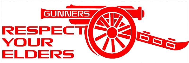 GenericArsenal Gunners Respect Your Elders car Graphic Vinyl Stickers Decals Bumper Size: Approx : 200 mm x 70 mm PK 2 in Red