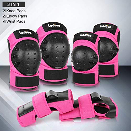 image for Ledivo Protective Gear Set for Kids/Youth/Adult Knee Pads Elbow Pads W