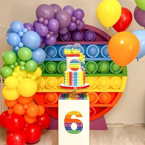 Image of Voircoloria 98pack Rainbow Balloons Different Size 18 /12 /10 /5 Inch Rainbow Colorful Balloon Garland Arch Kit for Graduation, Wedding, Birthday, New Year, Anniversary Party Decorations
