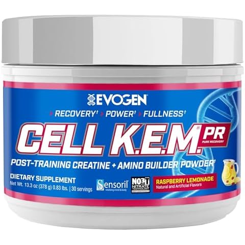 Evogen Cell K.E.M. PR - Post Workout Recovery Powder & Muscle Builder | Creatine Monohydrate, BCAA Powder, EAAs | Supports Recovery, Strength & Fullness | Raspberry Lemonade | 30 Servings Cover