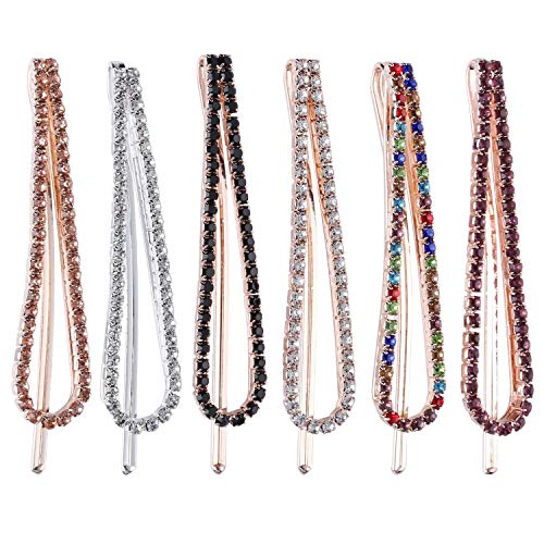 12 Pieces Rhinestone Bobby Pins Crystal Hair Clips Diamond Studded Hair Pins Hair Styling Clips for Women
