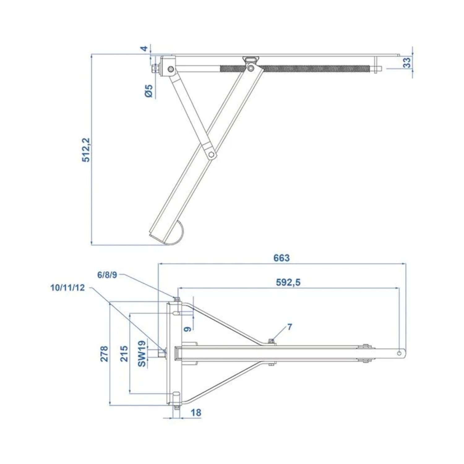 ProPlus 1 soporte de manivela para caravana, 450 kg, 663 x 278 cm, altura 512 mm, también para remolques