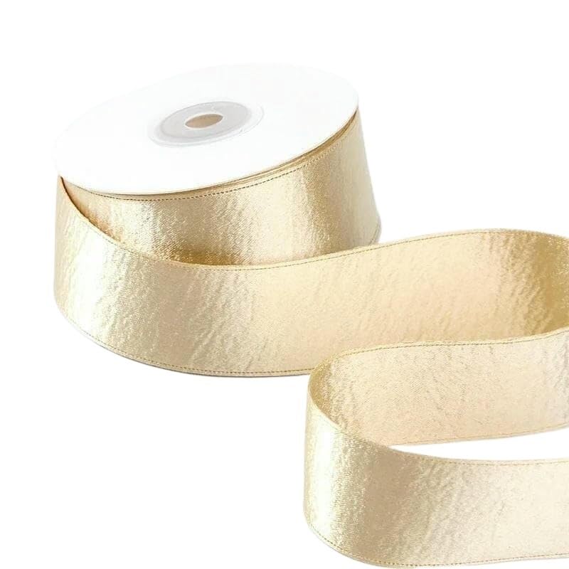 Aksamitna wstążka, Wstążka DIY do pakowania nakryć głowy w kwiaty Dwustronna wielokolorowa od 9 mm do 38 mm(Champagne gold,25mm(50y))