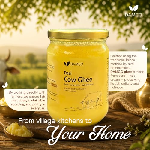 Image of DAMCO Desi Cow Ghee 1000ml | Ghee for Cooking, Frying and Daily Kitchen Use | Suitable for Roti, Rice, Dal and Food Preparation | Kitchen Cooking Ingredient for Home Use