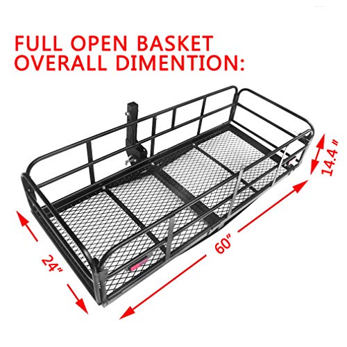 OKLEAD Hitch Mount Cargo Carrier 60" x 24" x 14.4" Luggage Basket