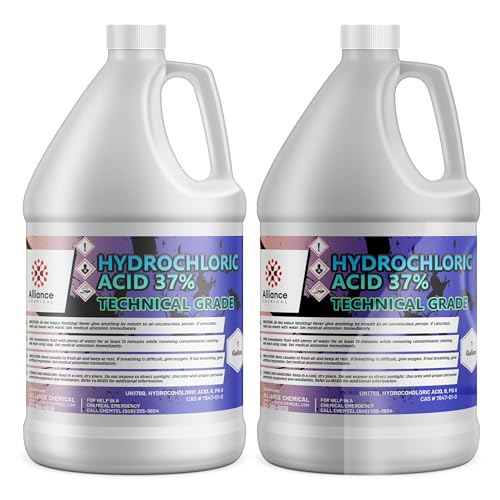 Alliance Chemical Hydrochloric Acid 37% (HCL 37%) - Technical Grade Muriatic Acid - 2 Gallons – for Industrial Cleaning and pH Adjustment