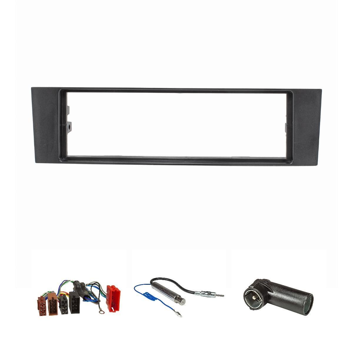 tomzz Audio 2403-028 Cadre de Radio Compatible avec Audi A3 A3 Sportback 8P 8PA Noir avec Adaptateur système Actif ISO Adaptateur d'antenne Alimentation fantôme DIN ISO