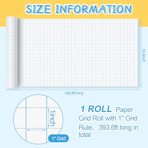 Jetec 1 Roll Large Grid Graph Paper Roll 1" Grid 16.5 Inch x 197ft Sewing Pattern Paper for Drafting Quilting Drawing Sketching Classroom Teaching Supplies Gifts by Jetec - Image 2