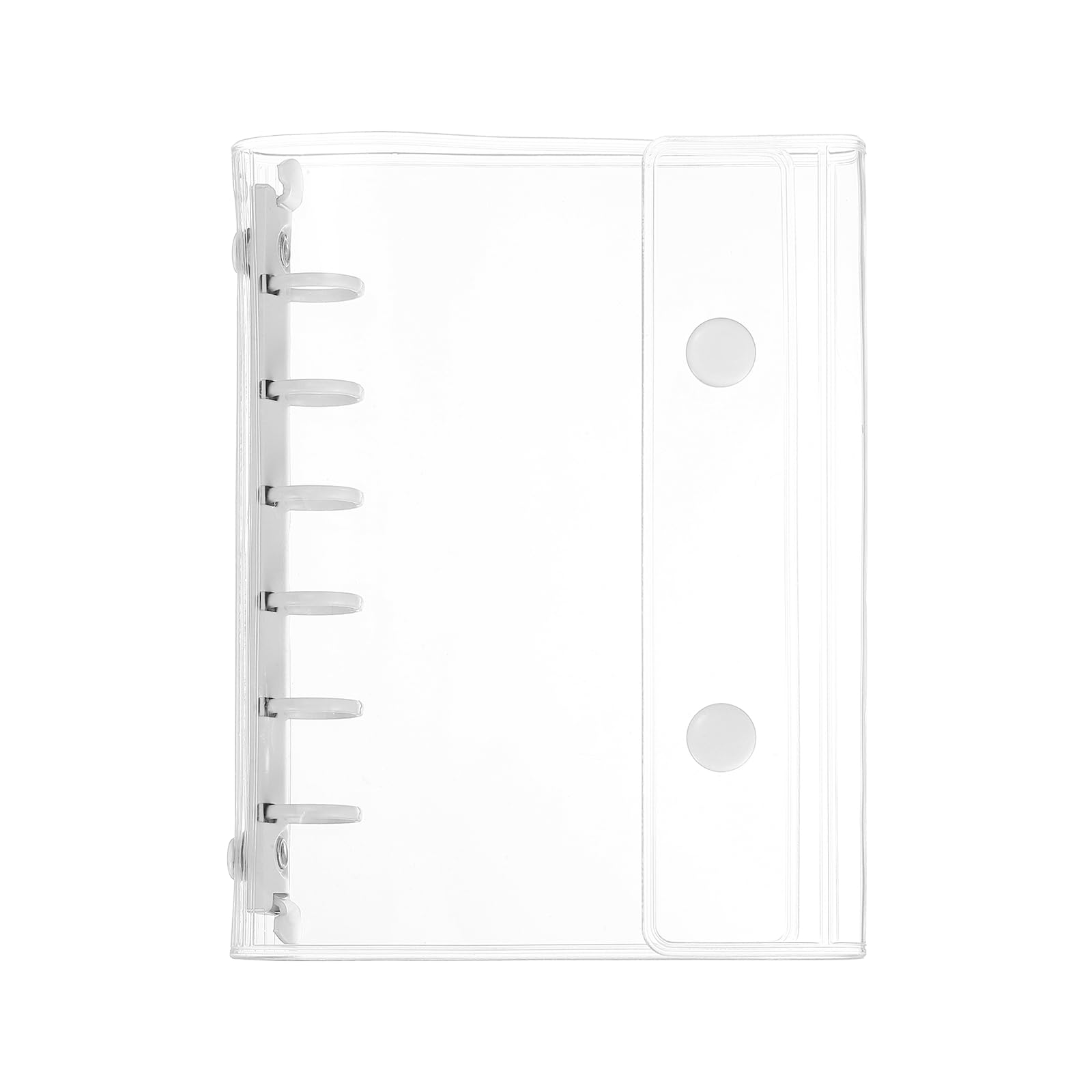 PATIKIL A7 Clear Binder Cover, 6 Ring Transparent Binder Cover Soft PVC Loose Leaf Folder with 2 Snaps Button File Notebook Shell Protector Refillable Sheet for Budget Planner, White Clip