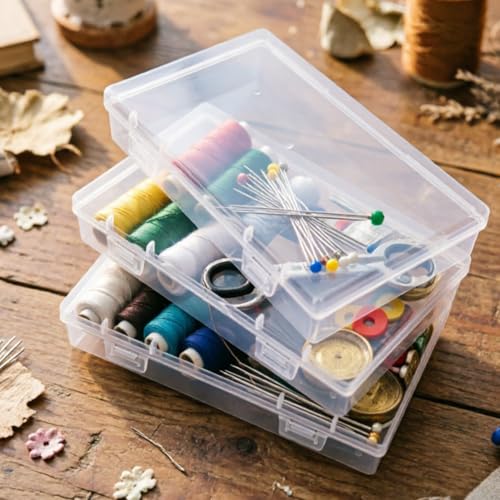 Image of Goodma 6 Pieces Rectangular Empty Mini Clear Plastic Organizer Box