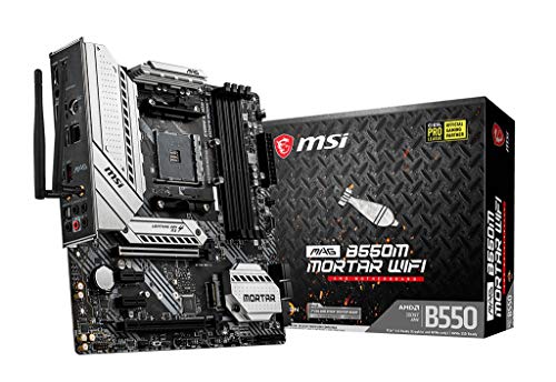 MSI MAG B550M MORTAR - Scheda madre MATX, AM4, DDR4, Dual M.2, LAN, 802.11ax WiFi 6 + Bluetooth 5.1, USB 3.2 Gen2, Front Type-C, Mystic Light RGB, HDMI, DisplayPort, AMD RYZEN 3000 3a generazione