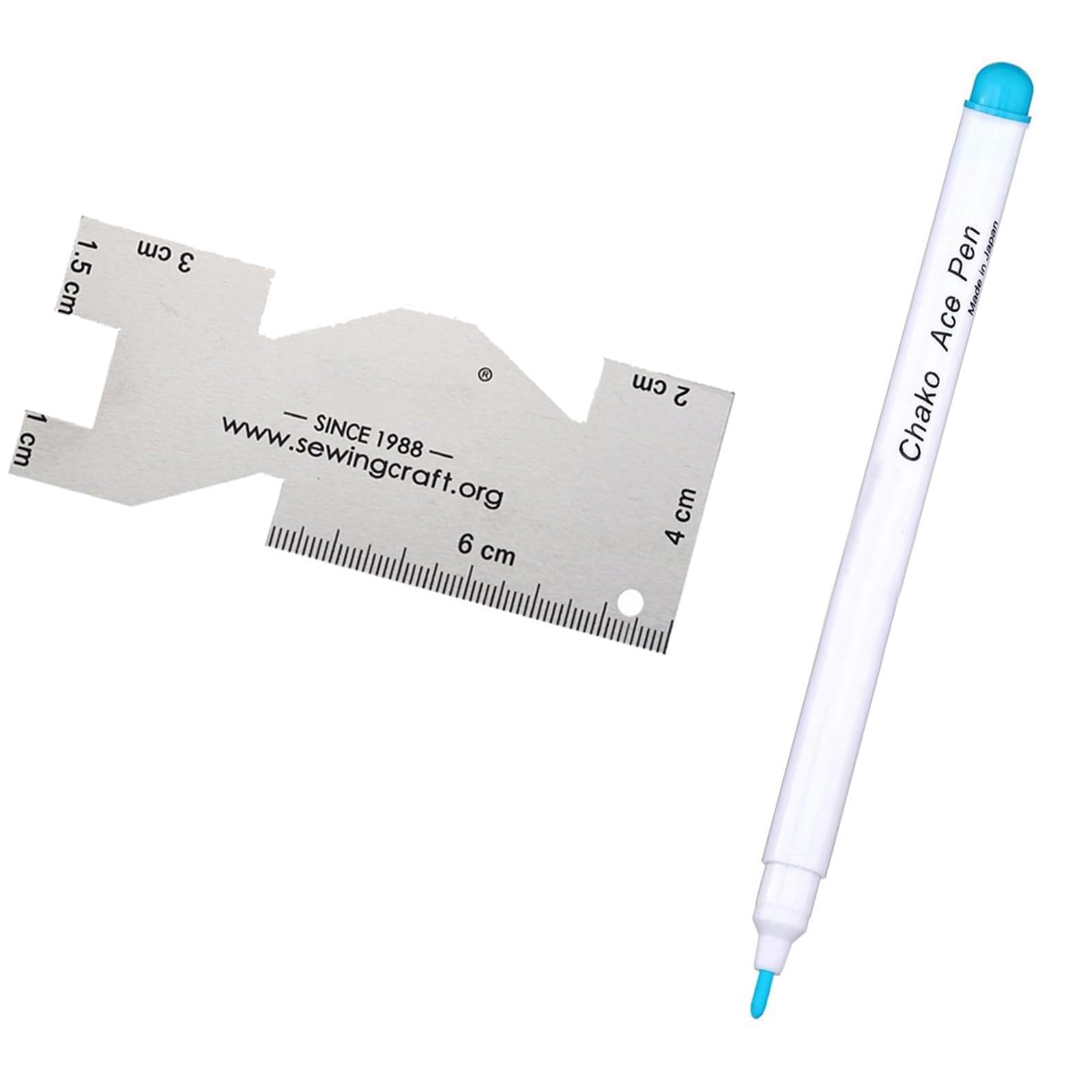 Tsophreniq Fabric Maker with Metal Quilting Ruler Water Erasable Fabric Marking Pen Water Soluble Trick Marker Vanishing Inks Pen Dressmaking Marking Tool
