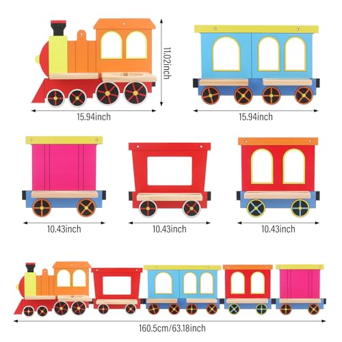 Image of for TonieBox 1 /2 Tonies Figures Organizer Storage Wall Shelf | Colorful Little Five-Train Magnetic Floating Shelves Display Collection for 30~40 Tonie Box Characters