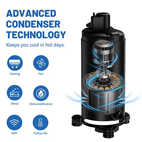 Portable Air Conditioners, 12000 Btu(Ashrae) /8150 Btu (Sacc) Quiet Ac Unit, Built-In Dehumidifier And Fan Modes, Mobile App, Cools Up To 450 Sq. Ft, White #TOP2