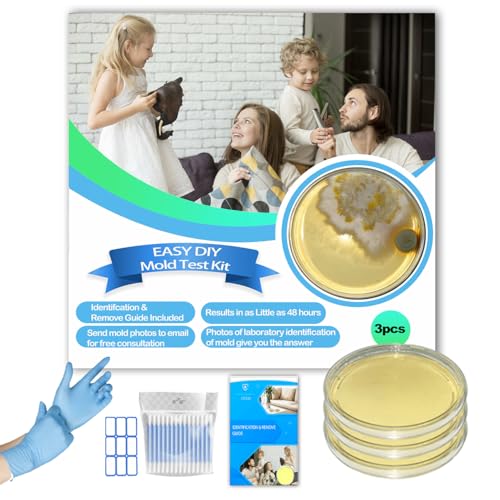 Mold Test Kit for Home,Home air Quality Detection,DIY Mold Detector at Home,Test HVAC System,Indoor Air Quality Testing Kits,Include Mold Identification Guide-Free Lab Analysis-Mold Test kit 3PCS
