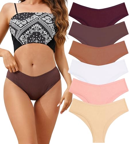 Image of CuteByte 10 Pack Womens Cotton Underwear Sexy Stretch V-Waist Ladies Panties Low Rise Cotton Cheeky Hipster S-XXL