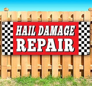 Hail Damage Repair Banner 13 oz | Non-Fabric | Heavy-Duty Vinyl Single-Sided With Metal Grommets