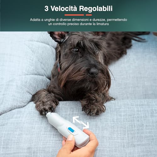 Elektrische Nagelfeile für Haustiere, 3 einstellbare Geschwindigkeiten, 2 Schlitze in verschiedenen Größen, geeignet für alle Tierarten, batteriebetrieben, aus ABS, 3,5 x 13 x 3 cm