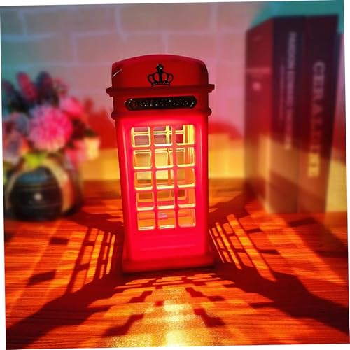 Lámpara de mesa vintage cabina telefónica Londres luz amarilla cálida miniatura 3