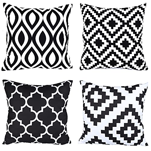 Peerless 4Pack Black White Geometric Pillow Covers 18x18 inches S...
