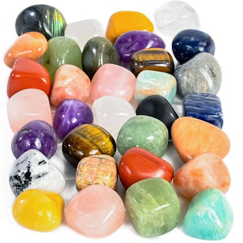 Crocon 1LB Assortiti Cristalli Pietre Burattate Set alla Rinfusa 2000+ Carati Pietre Curative Tascabili Cristallo Burattato Pietra di Palma Regalo Artigianato Decorazione per la Casa Dimensioni 2025mm