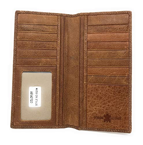 Premium Men's Cow Fur Cowhide Chrome Star Genuine Leather Bifold Wallet in 2 colors (Brown)3