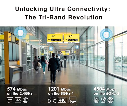Image of BROWAN WiFi 6 Access Point AX6600 WAP Mesh Tri-Band MU-MIMO 8 Spatial Streams 3500 Square Feet Coverage 300 Devices 2.4 GHz 5GHz PoE Powered Indoor Ceiling Mount for Home Gaming Office Prism MI10